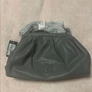 Badgley Mischka Gray Vegan Leather Frame Clutch